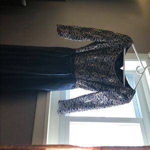 Blue long sleeve long prom dress size 8